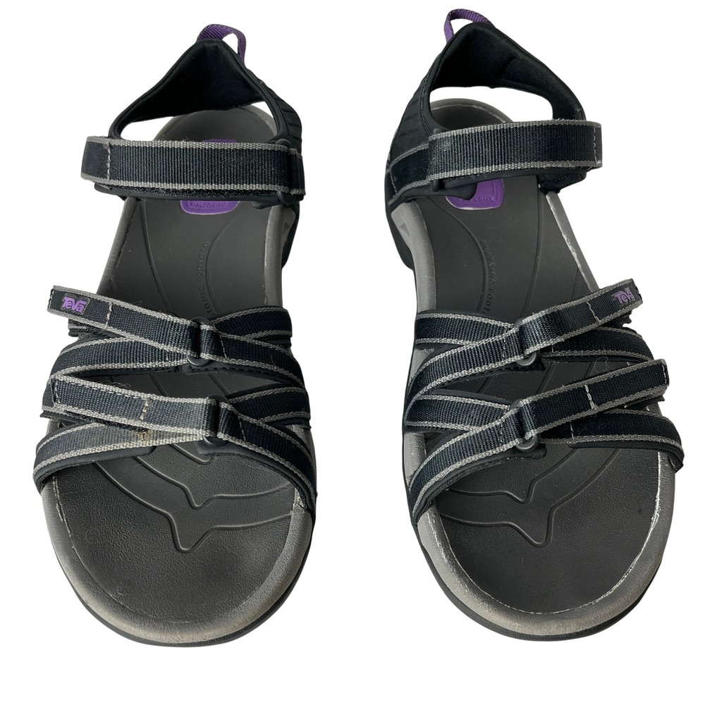 Teva Tirra Sport Sandals Black Strappy Adjustable Hiking Comfort Womens 11